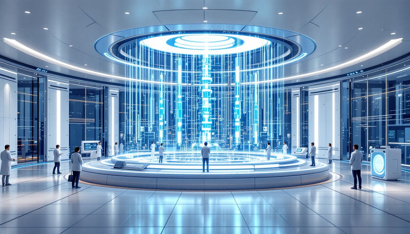 An illustration depicting the pharmaceutical industry with a focus on MES systems.
