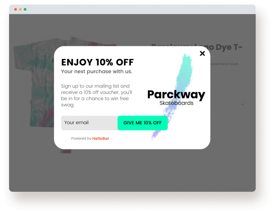 Successful Email Marketing for Ecommerce: It Starts With Knowing What An Email Subscriber Is Worth 22 Email marketing for ecommerce--Parckway skateboards email capture example